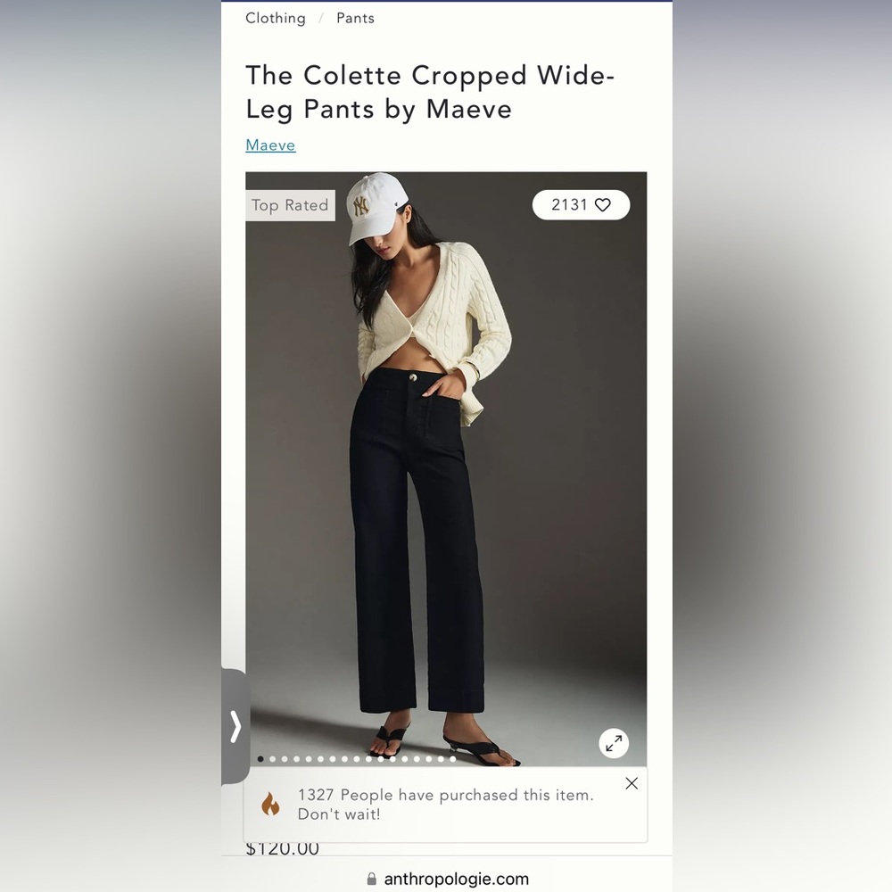 Anthropologie The Colette Cropped Wide Leg Pants by Maeve 28